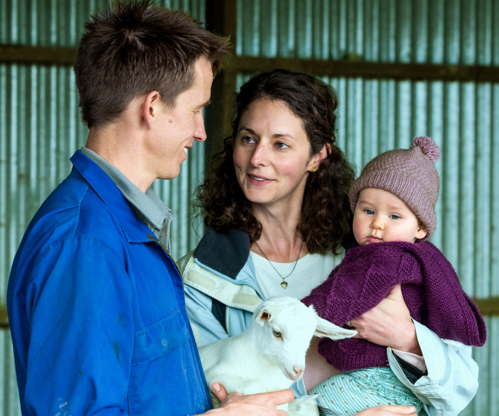 Goat milk farmer and family