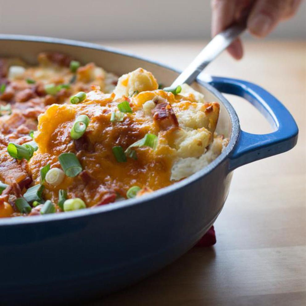 Grilled Smashed Potatoes with Warm Bacon Vinaigrette