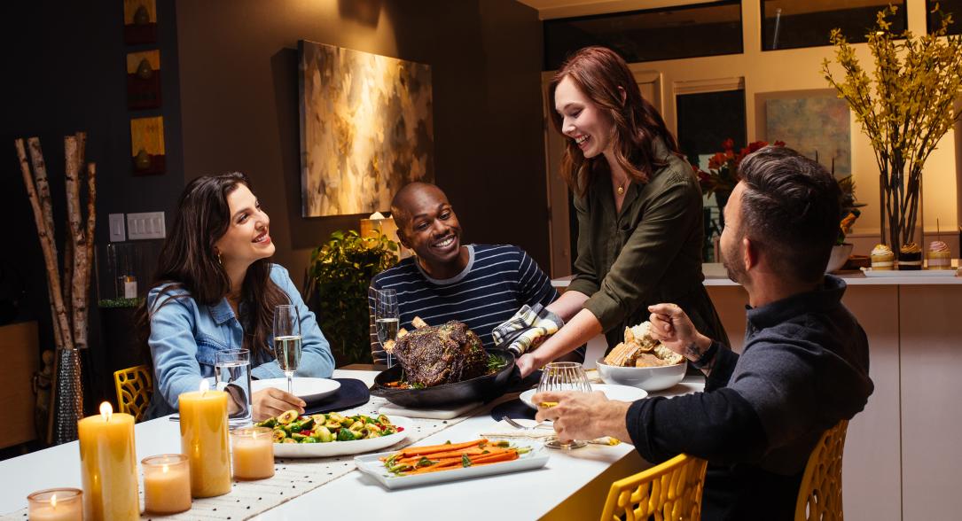 Friends sitting around table
