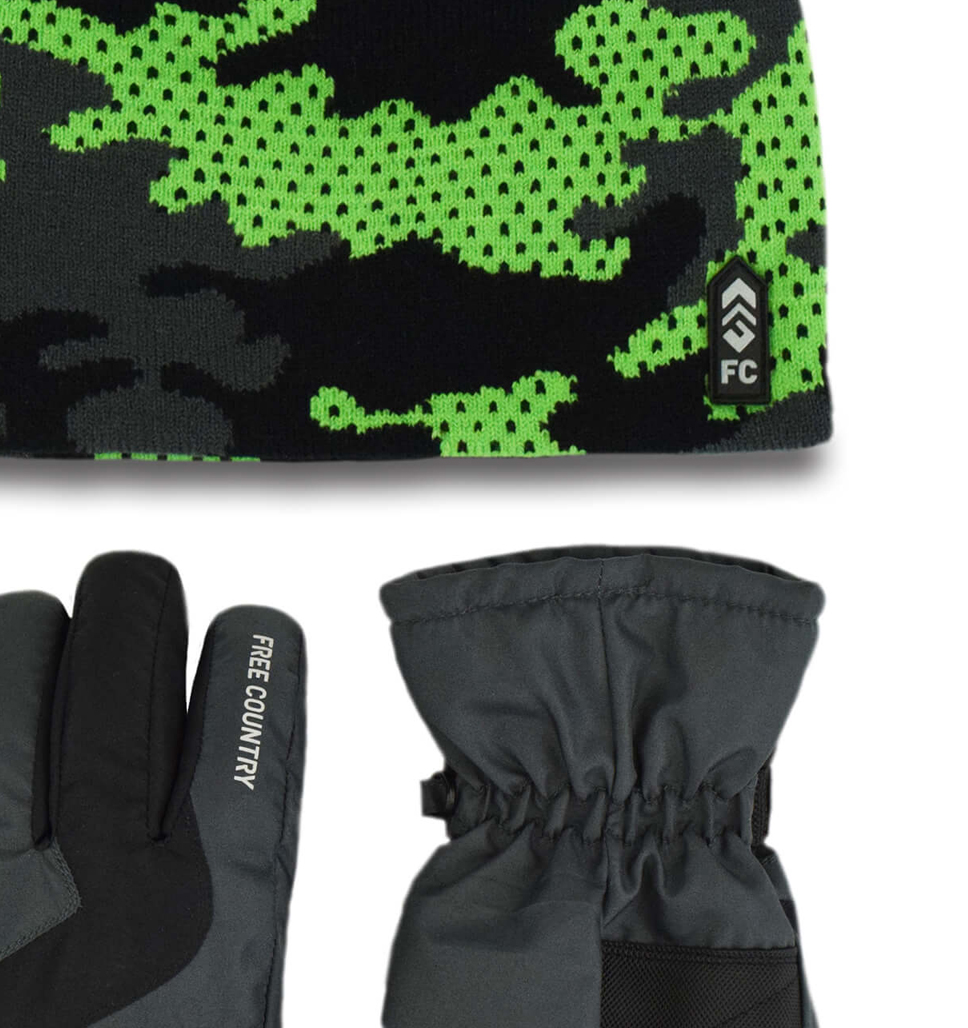 Boys' Camo Knit Hat and Ski Glove Set
